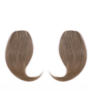 Bangs 2PCS Human Hair Clip on Bangs with Mid Part One/Two Sides Bangs Remy Hair in Extenssion French Invisible Fringe for Women Curved Bangs for Daily Wear (Color : #6 Size : 6 months) 6 months #6