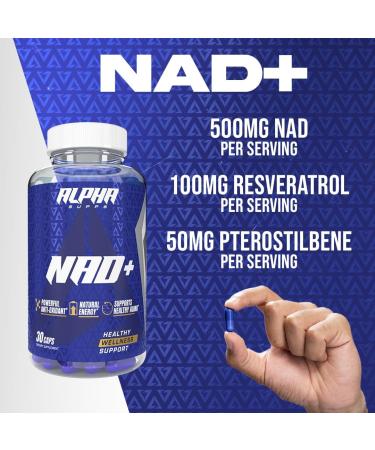 Alpha Supps NMN & NMNH Supplement Alternative - NAD+ Resveratrol - Advanced NAD Plus Antioxidant Formula - Supports Cellular Vitality Healthy Aging Energy & Longevity - Ideal for Men & Women - Buy Online on GoSupps.com