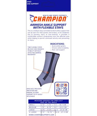 Buy Champion Ankle Brace - Open Heel Flexible Support Airmesh Fabric - Grey X-Large - International Shipping Available - Buy Online on GoSupps.com