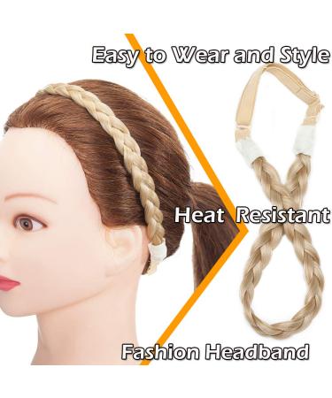 Silk-Co Women Hair Band | 3 Strand Blonde Braided Headband for Weddings | Elastic Hair Tie & Braids Extensions - Vintage Style 1.5cm Wide - Buy Online on GoSupps.com