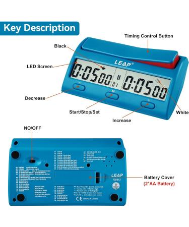 LEAP Advanced Digital Chess Timer with 7 Timing Modes - Blue - Buy Online on GoSupps.com
