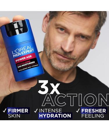 NEW L'Or al Men Expert Power Age Moisturiser Hydrating & Revitalising Hyaluronic Acid Moisturiser for Men designed for Ageing Dry & Dull Skin 100ml 100 ml (Pack of 1) - Buy Online on GoSupps.com