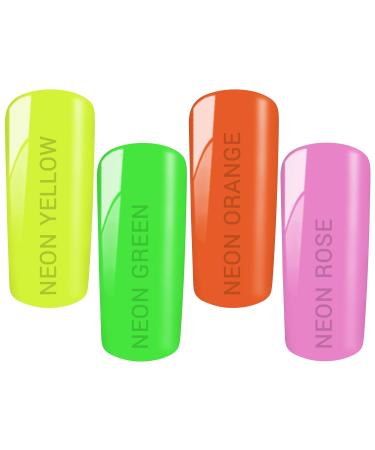 Poly Acrylic Gel Set Neon - LED/UV - Studio Quality (Yellow Green Orange Pink) - Made in Germany | 4 x 30g - International Shipping - Buy Online on GoSupps.com