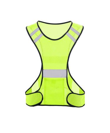 TCCFCCT Reflective Safety Running Vest for Men Wome Running Gear for Walking at Night 1 Pack Mesh Yellow