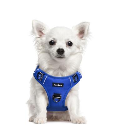 Funfox dog harness Small dogs no pull puppy harness adjustable dog harness Anti Zug safety harness Small medium dog breast harness dog breathable dog harness blue s