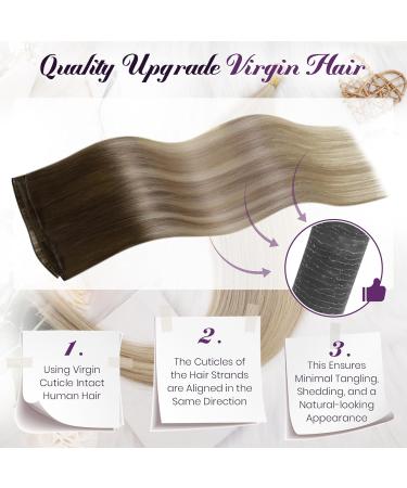 LAAVOO Virgin Hair Extensions - Brown Ombre Balayage 45cm - Real Hair Tress #4/7/80 - 25g Quality - Buy Online on GoSupps.com