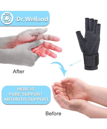 Dr. Welland Arthritis Gloves with Strap for Hand Pain Relief - Open Finger Design for Rheumatoid Arthritis, Carpal Tunnel, Tendonitis - Small/Medium (2 Count) - Buy Online on GoSupps.com