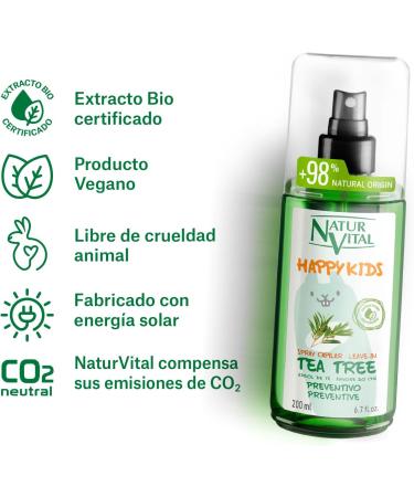  NaturVital NaturVital - Happy Kids Tea Tree Detangling Spray for children boys and girls with certified organic tea tree natural and hypoallergenic free of parabens colorants and silicones 200 ml - Buy Online on GoSupps.com