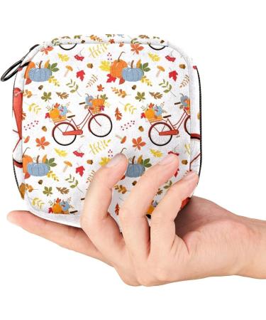 Autumn Pumpkin Sanitary Napkin Storage Bag - Portable Period Kit Pouch for Women & Teens - Zippered Menstrual Cup & Pad Organizer - Color 10 - Buy Online on GoSupps.com