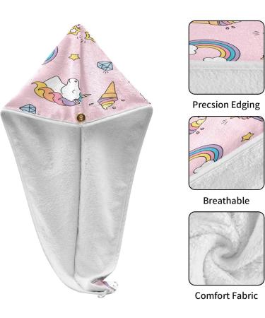 Doodle Pony & Star Pattern Dry Hair Cap Set | Quick Drying Towel & Button Headband - Super Absorbent & Soft Comfort - International Shipping - Buy Online on GoSupps.com