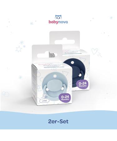 Buy Baby-Nova Latex Baby Pacifier Set - Cherry Shape BPA-Free Natural Rubber 0-24 Months - Made in Germany (Light Blue & Dark Blue) - International Shipping Available - Buy Online on GoSupps.com