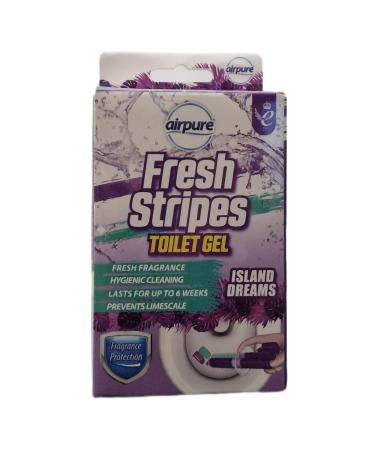 Airpure Fresh Stripes Toilet Gel - Hygienic Cleaning Limescale Prevention Lasts up to 6 Weeks (ISLAND DREAMS)