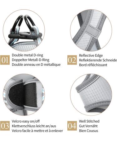 Buy Heele Adjustable Dog Harness for Small & Medium Dogs - Soft Mesh Reflective Breathable - Perfect for Comfortable Walks - 1 Pack (Gray) - Buy Online on GoSupps.com