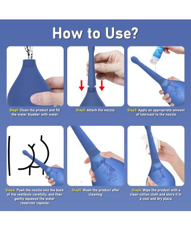 Enema Douche for Men Women - Constipation Relief for Adults Anti Back-Flow Enema Bulb Kit at Home Navy Blue - Buy Online on GoSupps.com