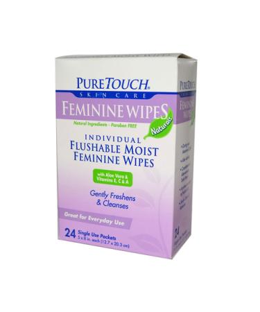 PURETOUCH SKIN CARE WIPES FEMININE FLUSHABLE 24 CT