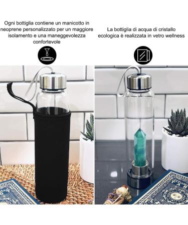 HINATAA Crystal Water Bottle 550ml | Detachable Healing Natural Quartz | Emerald Green - Eco-Friendly & Elegant Design for Wellness - Buy Online on GoSupps.com
