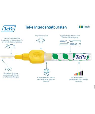TEPE Interdental Brushes Original Yellow 0.7 mm - 8 Pack | Best for Oral Hygiene & Dental Care - Buy Online on GoSupps.com
