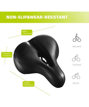 Roguoo Most Comfortable Bike Seat | Dual Shock Absorbing Memory Foam | Waterproof & Reflective Tape | Black - Buy Online on GoSupps.com