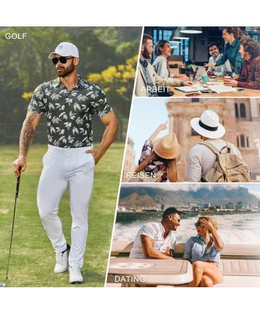 Men's Hawaii Printed Polo Shirt - Casual Short Sleeve Golf & Tennis Shirt - Breathable Blue M - Buy Online on GoSupps.com