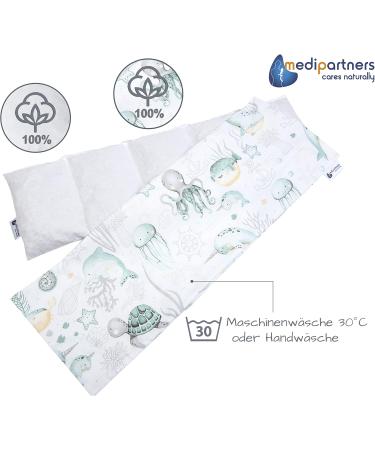 Medi Partners Cherry Core Pillow 60x20cm | 100% Cotton | Eco-Friendly Heat & Cold Therapy Pillow | Removable Cover | Large 5 Chamber Grain Pillow - Buy Online on GoSupps.com