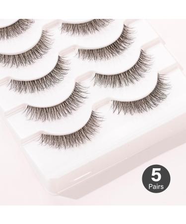 Buy 5 Pairs of Lightweight 11mm False Eyelashes - Natural Wispy Mink Lashes | Long Lasting & Easy to Remove by Isabella Phantom - Buy Online on GoSupps.com