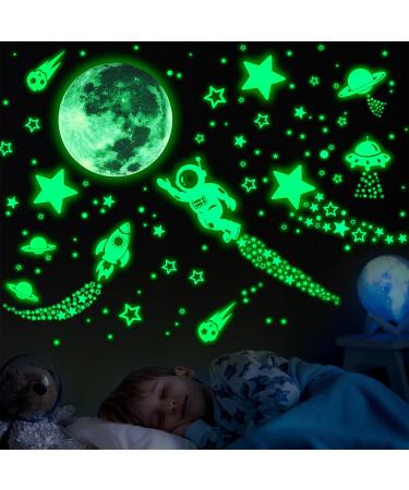 ECHOCUBE 1503pcs Glow in The Dark Stickers Realistic 3D Luminous Stars Wall Stickers Glowing Stars for Ceiling and Walls DIY Luminous Adhesive Stickers for Baby Bedroom Decoration (Green) 1503pcs Green