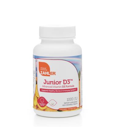 Zahler Junior D3 Chewable Vitamin D for Kids Vitamin D3 1000 IU for Children Kosher 120 Chewable Tablets 120 Count (Pack of 1)