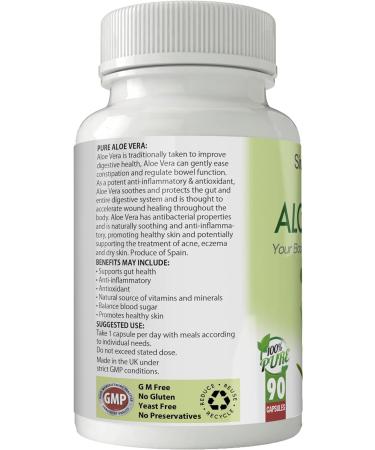 Simply Pure Vegan Aloe Vera Supplement - 25mg 200:1 Extract (5g Equivalent) x 90 Capsules | Gluten-Free, GMO-Free - Buy Online on GoSupps.com