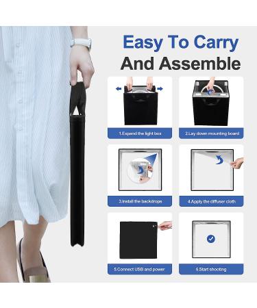 Emart 12x12 Light Box Photography Studio with 120 LED Lights, 6 Backdrops - Portable Dimmable Shooting Tent for Jewelry - New Black - Buy Online on GoSupps.com