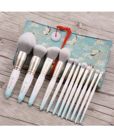 White 12pcs Synthetic Hair Cosmetic Brush Set | Foundation Blush & Eye Makeup Tools for Flawless Beauty - Buy Online on GoSupps.com