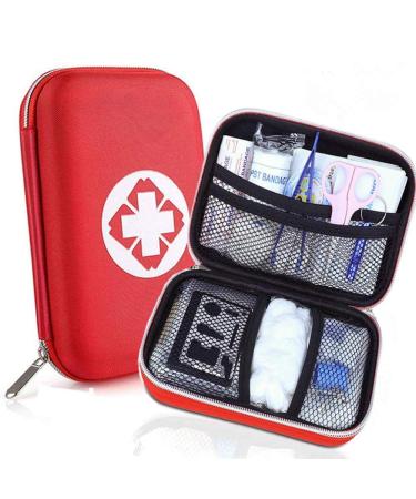 First aid set - perfect for hiking outdoor bicycle sports and travel - First Aid Kit and Travel Akotheque with a bonus emergency trillerfeist 18 pieces in red half -hard bag