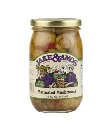 Jake & Amos Marinated Mushrooms, 16 Oz. Jar (Pack of 2)