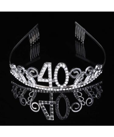 Rhinestone 40th Birthday Tiara - Silver Crystal Crown Headband for Women and Girls - Buy Online on GoSupps.com