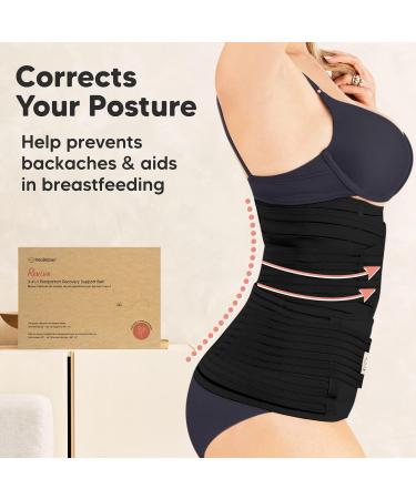 3 in 1 Postpartum Belly Support Recovery Wrap - Slimming Girdle & Waist Shaper for Postpartum & Pregnancy - Midnight Black XL - Buy Online on GoSupps.com