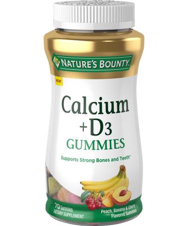 Nature's Bounty Calcium + D3 Gummies Peach Banana & Cherry Flavored 70 Gummies
