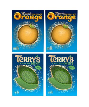 Chocolate Orange Bundle with Terrys Milk Chocolate Orange Ball 157g x2 and Mint Chocolate Ball157g x2 (4 Pack)