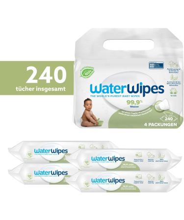 WaterWipes Plastic-Free Textured Cleaning Towels for Babies & Toddlers - 240 Count | 99.9% Water-Based Sensitive Skin Friendly - Buy Online on GoSupps.com