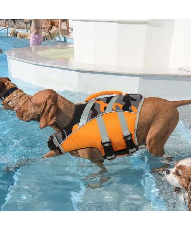 Kuoser Dog Life Jacket | Durable & High Buoyancy Vest for Small Medium Large Dogs | Orange & Camouflage Options | Secure Swimming Safety - Buy Online on GoSupps.com