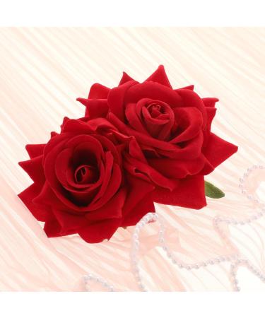Qianyu Rose Flower Hair Combs Red Rose Flower Bohemia Flannel Elegant Hairpins Bride Hanfu Costume Hair Clips Decor Accessories for Women Girls Party Wedding Mother's Day Headpieces - Buy Online on GoSupps.com