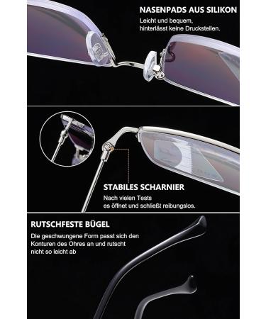 Lanomi Halbrand Metal Reading Glasses | Ultralight Gold Multifocal | Blue Light Filter | 3.0x Magnification - Buy Online on GoSupps.com