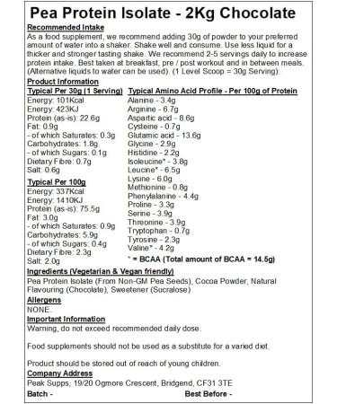 Chocolate Butterscotch Pea Protein Isolate Powder 2kg | Gluten Free, Vegan, Dairy Free - Buy Online on GoSupps.com