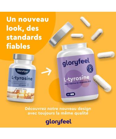 Vegan L-Tyrosine with Niacin and Vitamin B12 (365 Capsules) High Dosed to 1000 mg and Pure Against Fatigue and Regulates Hormonal Activity* No Additives Laboratory Tested - Buy Online on GoSupps.com