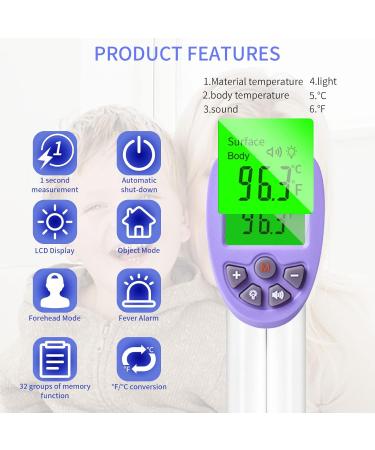 Non-Contact Infrared Forehead Thermometer - Accurate Reading, Fever Alarm, Memory Function - Ideal for Adults and Children - 1 Second Results - Indoor and Outdoor Use - Buy Online on GoSupps.com