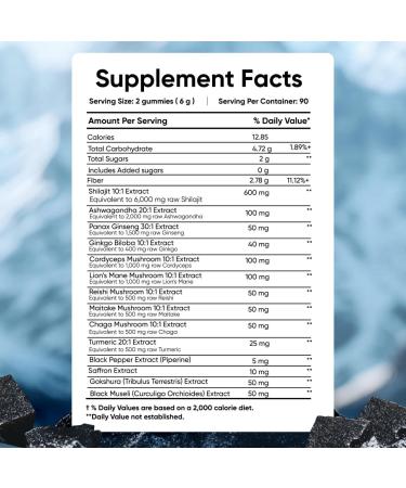Zemus Himalayan Pure Shilajit Gummies I Lab Tested I Synergistic Blend of Ashwagandha & 5 Mushroom Complex | Fulvic Acid & 85+ Trace Minerals | for Men & Women (90 Count / 9.52 oz Gold) - Buy Online on GoSupps.com