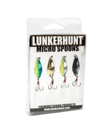 Lunkerhunt Micro Spoon Fishing Lures (4-Pack) | Spoon Fishing Bait Saltwater for Bass Fishing and Trout | Fishing Spoons Lures with Trebles Hooks Feeding