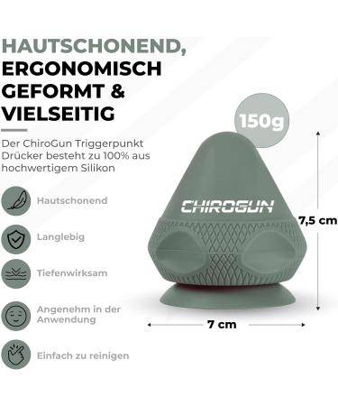 Chirogun Trigger Point Presser | Suction Cup & Bag | Self-Massage for Neck Back & Shoulder Pain Relief | Digital Instructions | Deep Tissue Massage Ball - Nordic Green - Buy Online on GoSupps.com