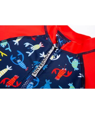 BONVERANO Baby Boys Swimsuit - Short Sleeve Zipper One Piece Swimwear | UPF 50+ Sun Protection | 12-18 Months Colorful Cray - Buy Online on GoSupps.com