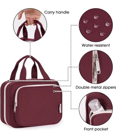 Narwey Hanging Travel Toiletry Bag for Women - Wine Red Medium Size Organizer for Cosmetics and Makeup - Buy Online on GoSupps.com