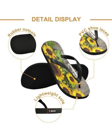 Shop Mnsruu Autumn Sunflower Wooden Board Flip Flops | XXL for Men & Women | Perfect for Home Hotel Spa & Travel - Buy Online on GoSupps.com