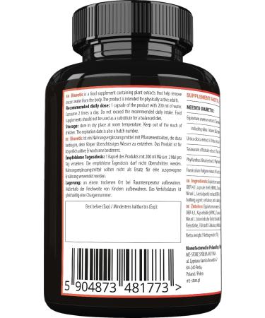 Diuretic 90 Vegan Capsules - Herbal Blend with Horsetail Nettle Dandelion & More - 3 Month Supply - Natural Diet Supplement by MZ - Buy Online on GoSupps.com